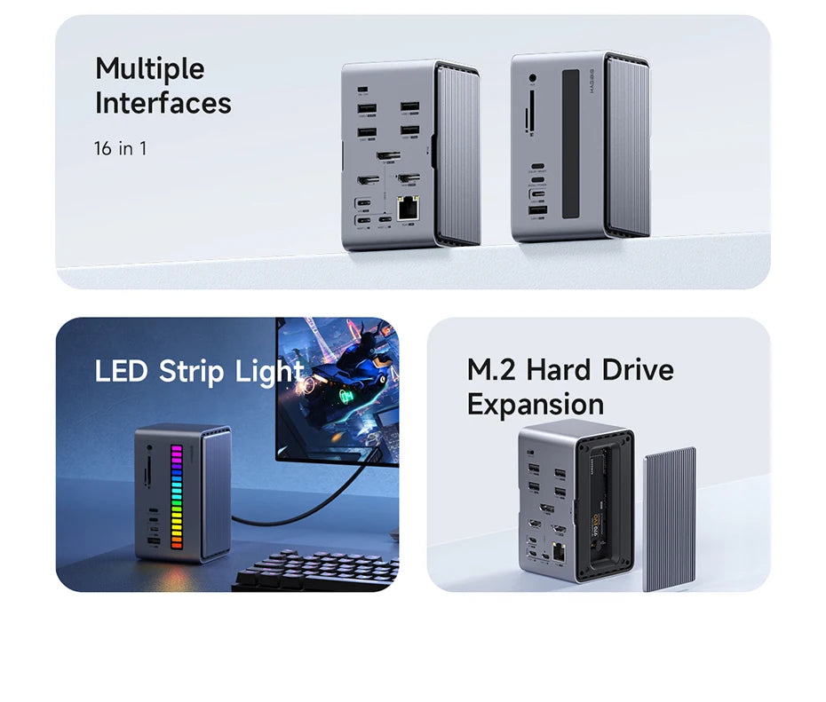 Hagibis USB-C Docking Station: Dual HDMI, SSD, Ethernet, 100W PD, USB Hub